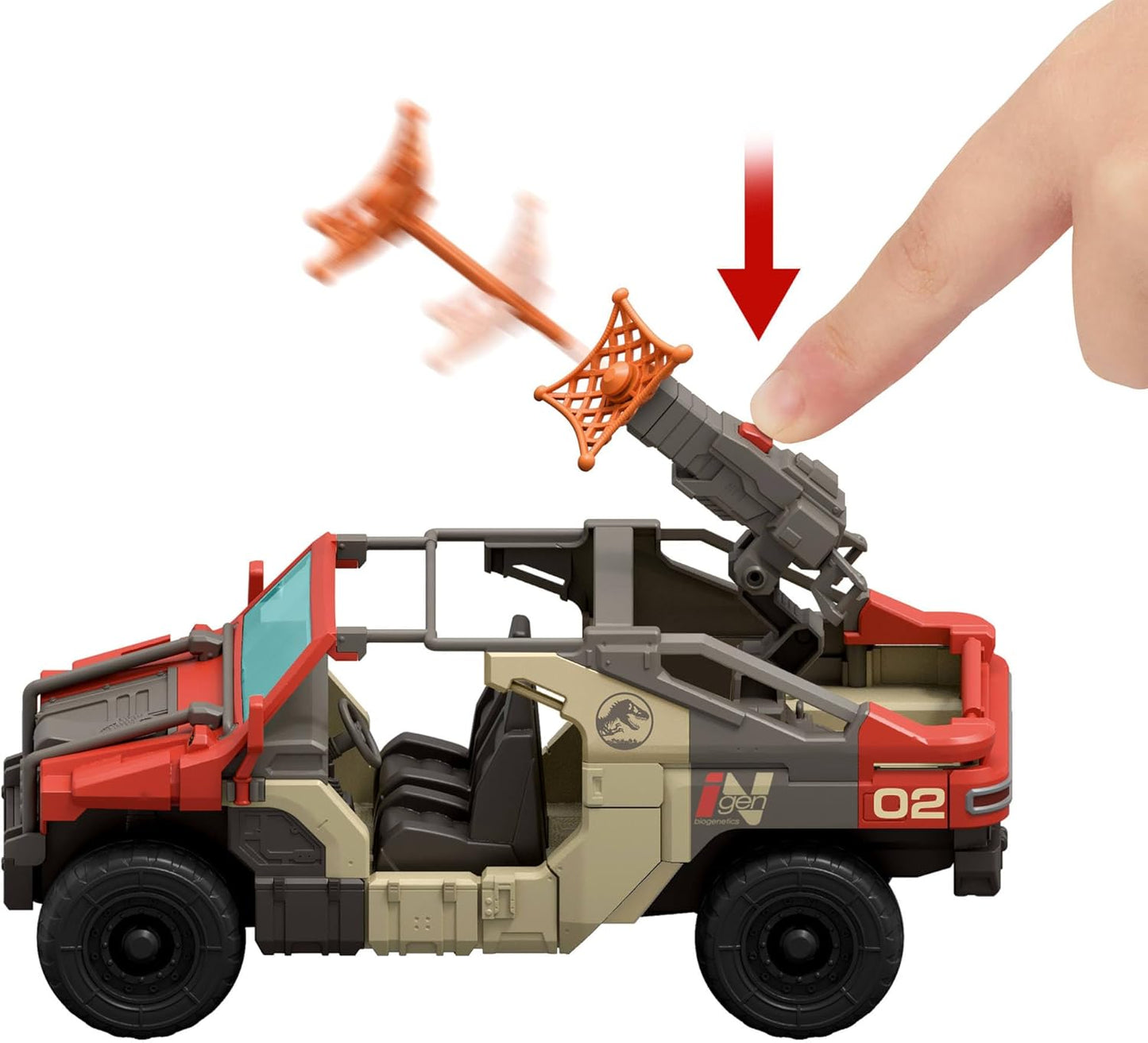 Jurassic World Rebirth - Launch ‘N Battle Vehicle with 1 Human & 1 Raptor Figure