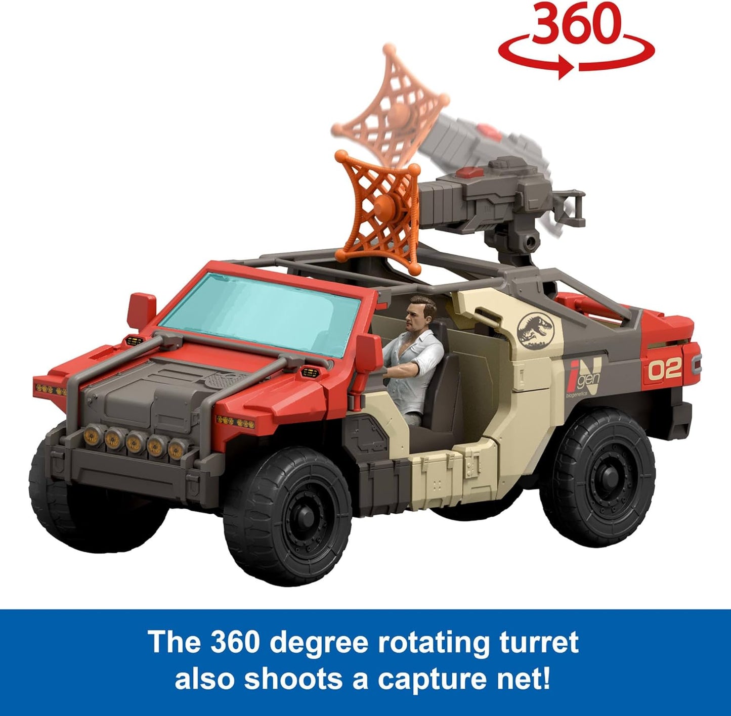 Jurassic World Rebirth - Launch ‘N Battle Vehicle with 1 Human & 1 Raptor Figure