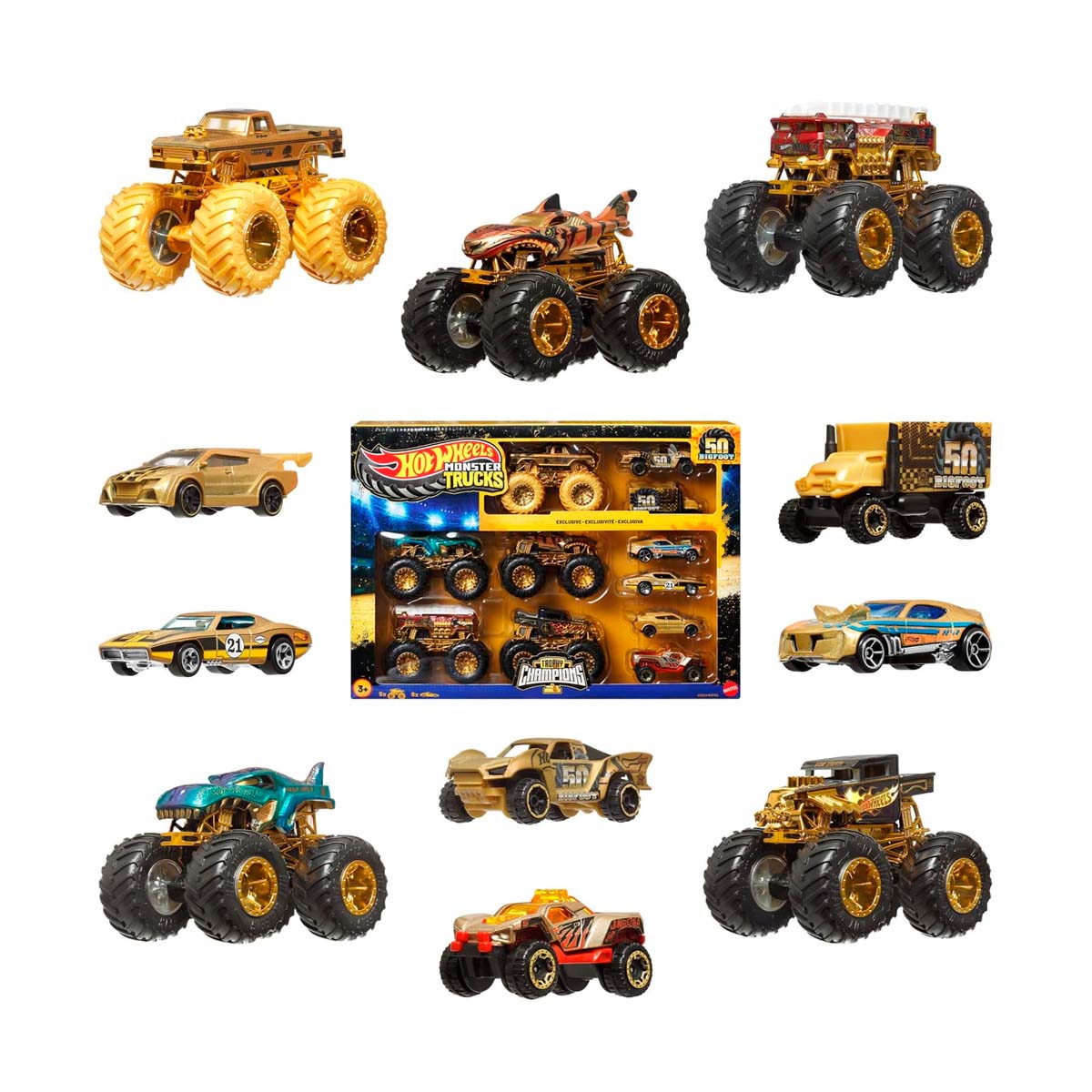 Hot Wheels - Monster Trucks Trophy Champions Collection with Die-Cast Bigfoot