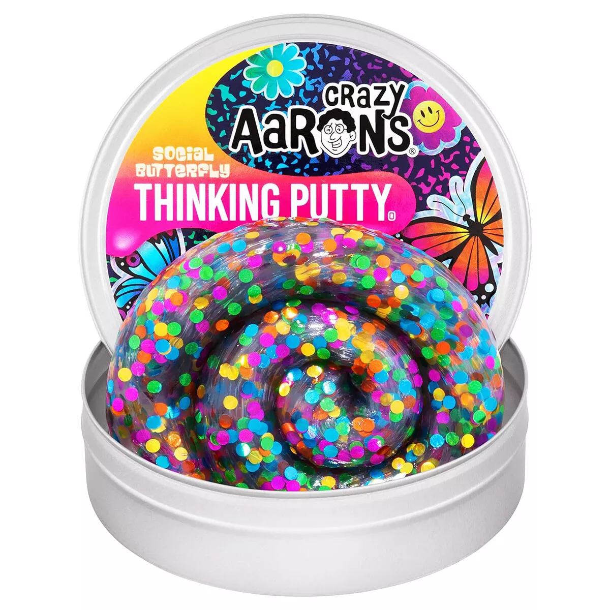 Crazy Aarons - Social Butterfly Rainbow Confetti Putty