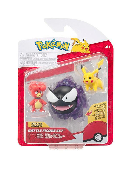 Pokemon Battle Figures 3 Pack - Magby, Gastly & Pikachu