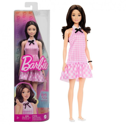 Barbie - Fashionistas Doll - Black Wavy Hair & Pink Gingham Dress