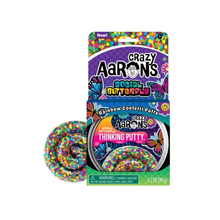 Crazy Aarons - Social Butterfly Rainbow Confetti Putty