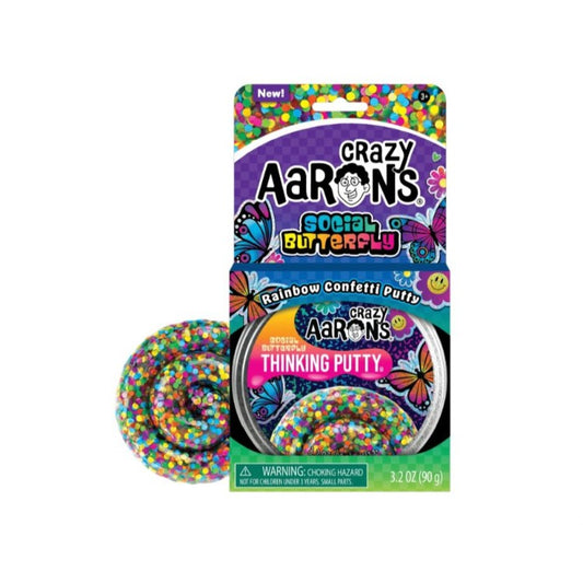 Crazy Aarons - Social Butterfly Rainbow Confetti Putty