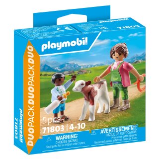 Playmobil - Farmer Woman with Child and Calf