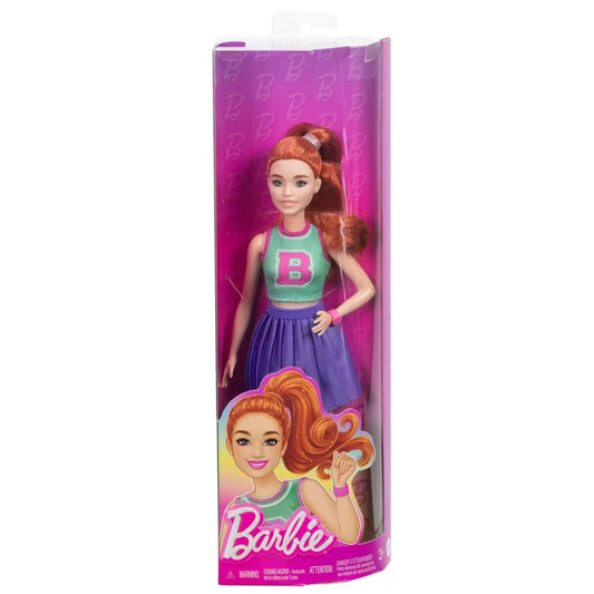 Barbie - Fashionistas Doll -  Red Hair & Pleated Purple Skirt and Watch