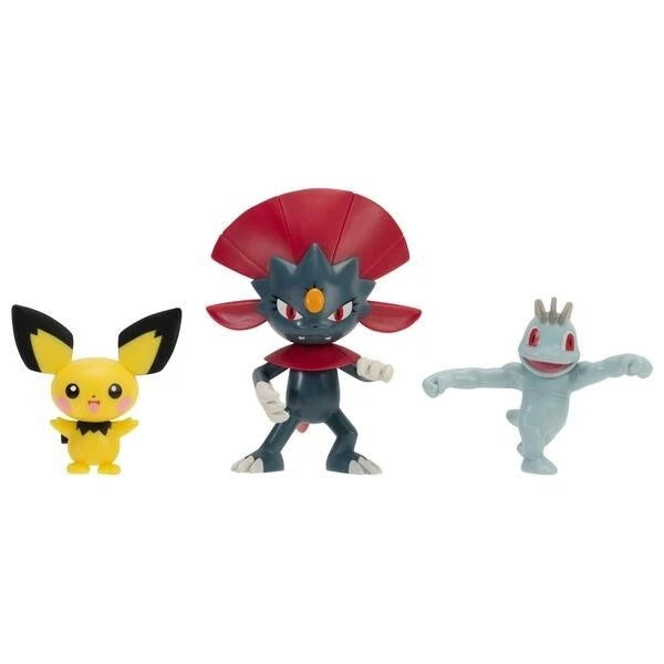 Pokemon Battle Figures 3 Pack - Pichu, Wavile & Machop