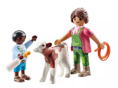 Playmobil - Farmer Woman with Child and Calf