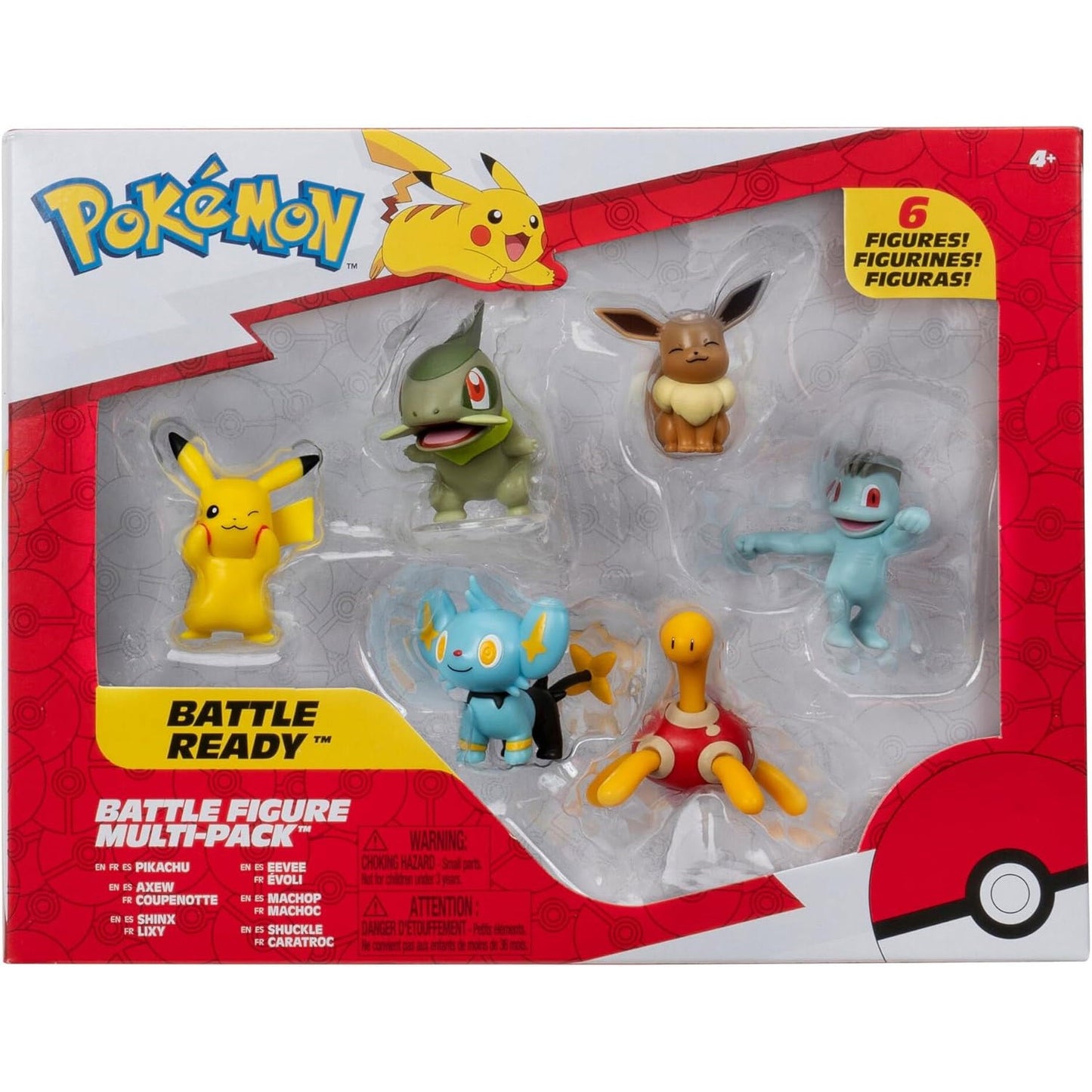 Pokemon - Battle Figure 6 Pack - Pikachu, Eevee, Axew, Machop, Shinx & Shuckle