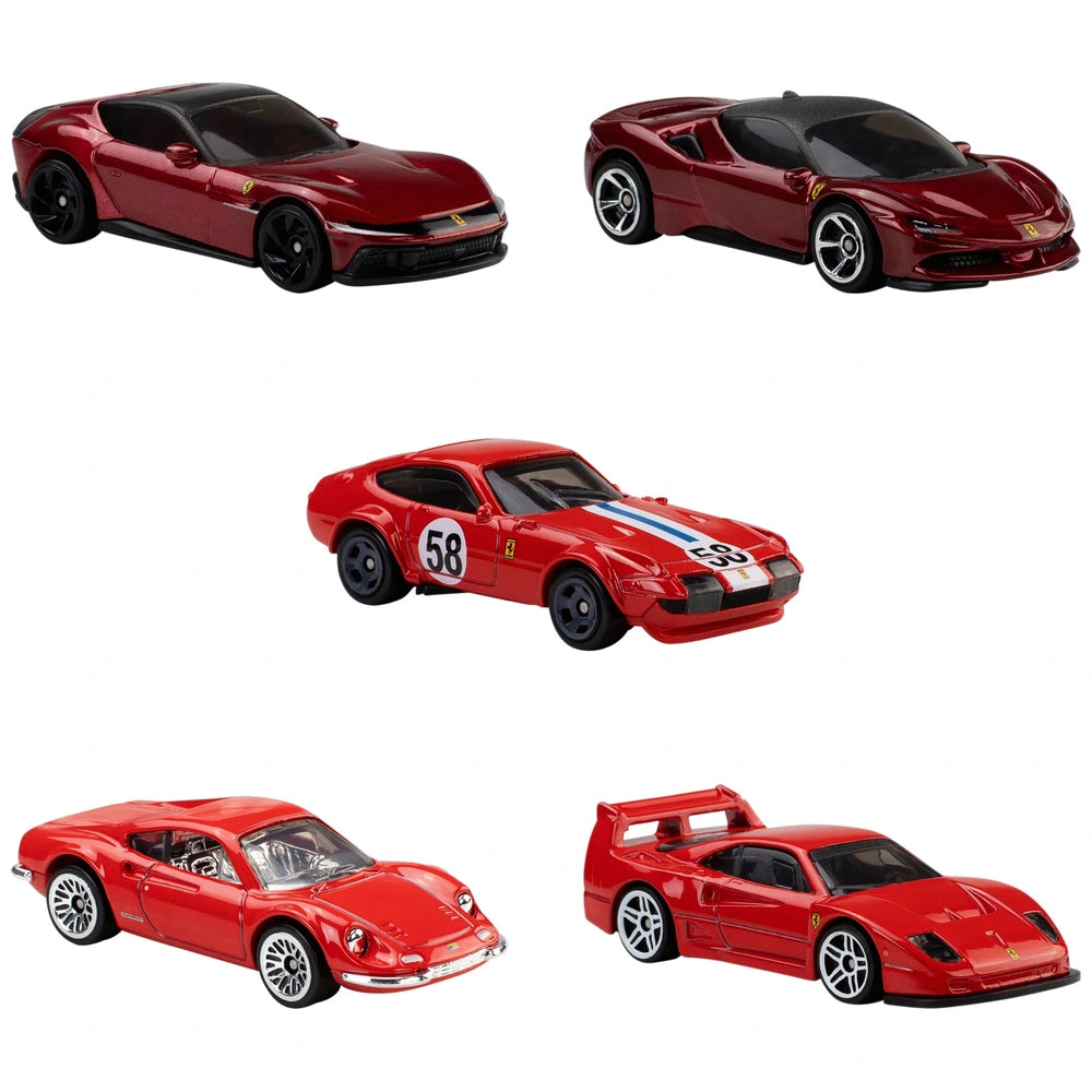 Hot Wheels - 5 Car Pack Ferrari Rosso