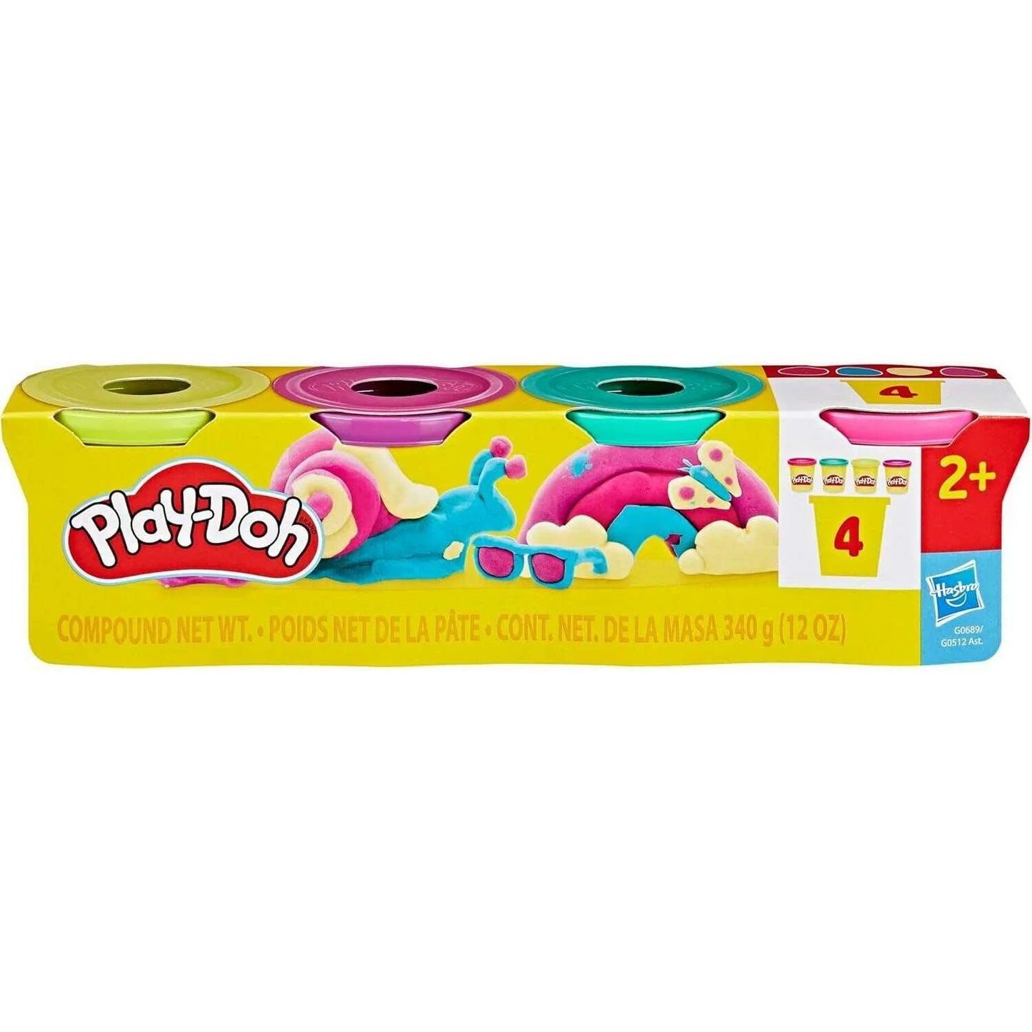 Play-Doh - 4 Pack Set (Yellow/Purple/Teal/Pink)