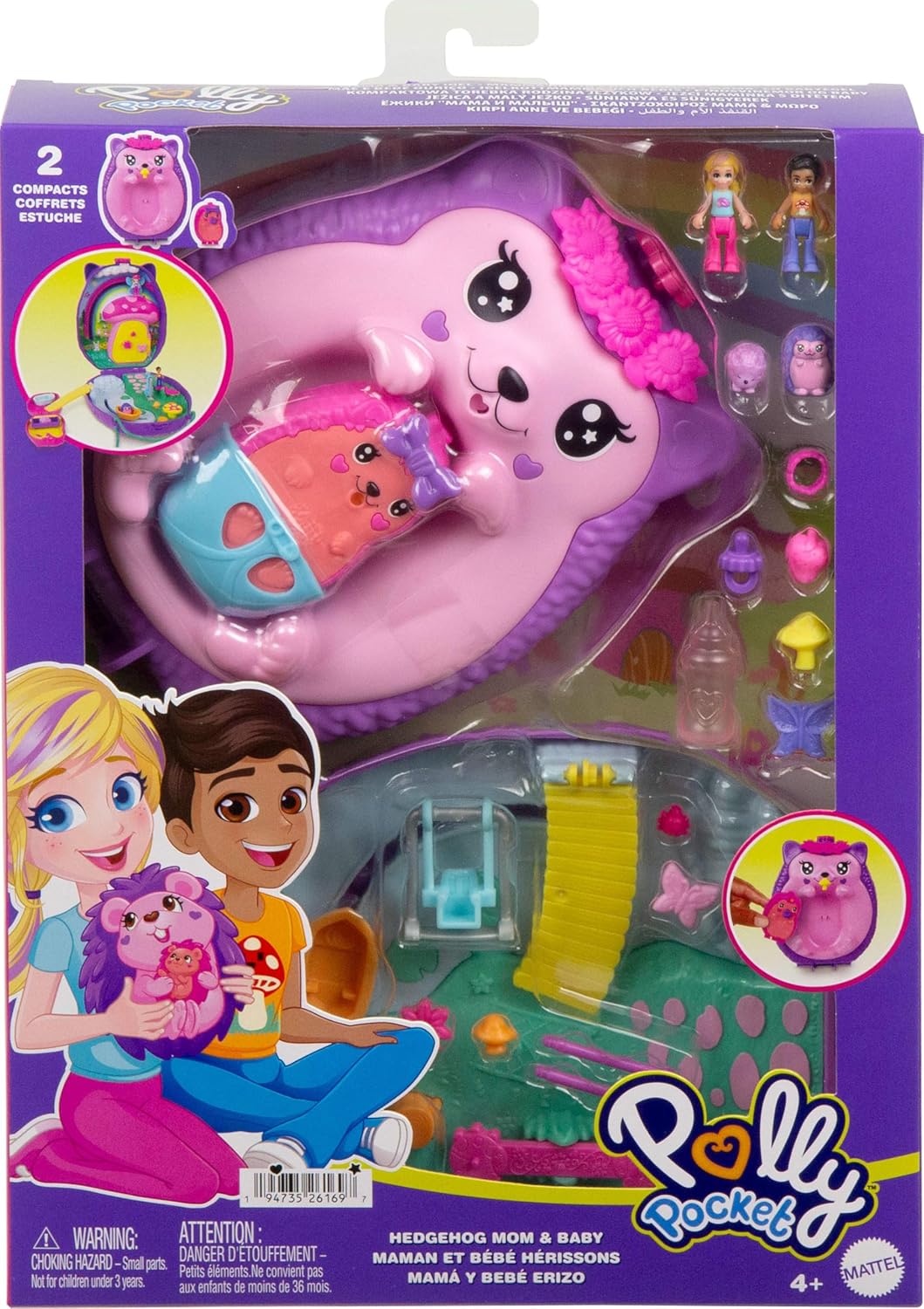 Polly Pocket - Hedgehog Mom and Baby Purse Playset