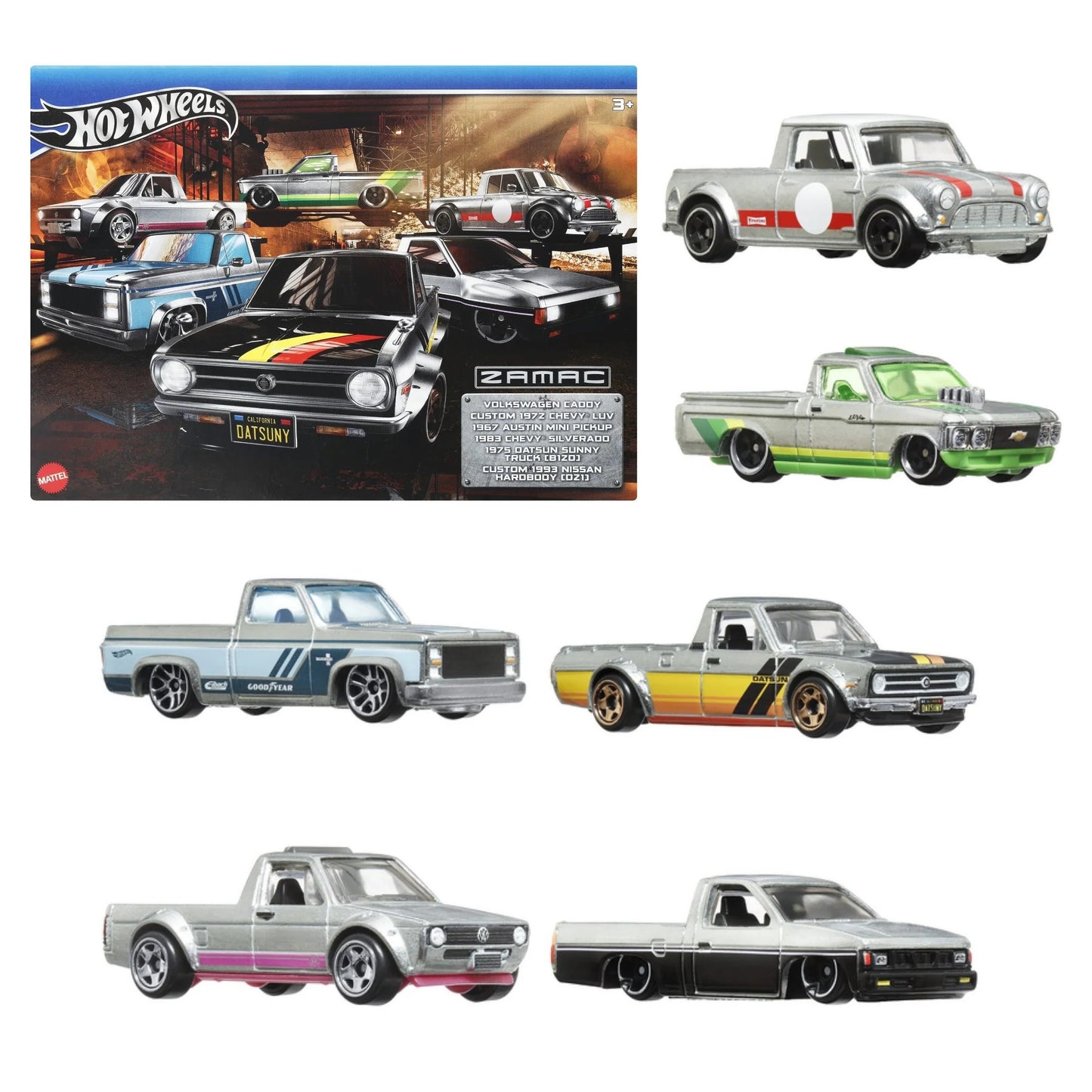 Hot Wheels - Zamac Die Cast Cars - Trucks & Pick Ups - 6 Pack