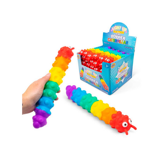 Light Up Push Popper Rainbow Caterpillar