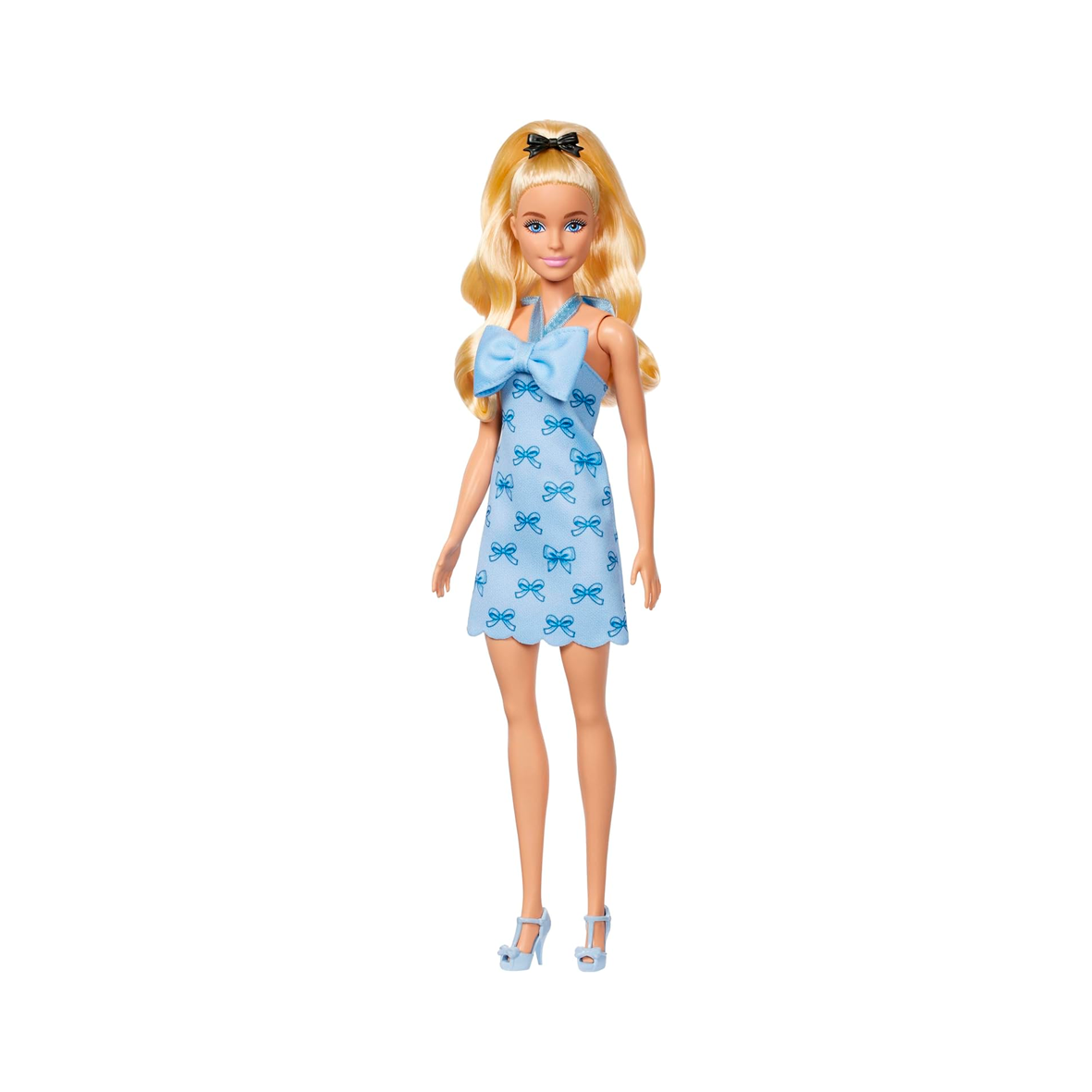 Barbie - Fashionistas - Wavy Blonde Ponytail Wearing Blue Bow Halter Dress
