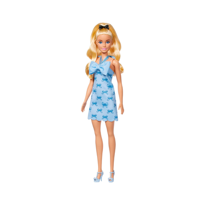 Barbie - Fashionistas - Wavy Blonde Ponytail Wearing Blue Bow Halter Dress