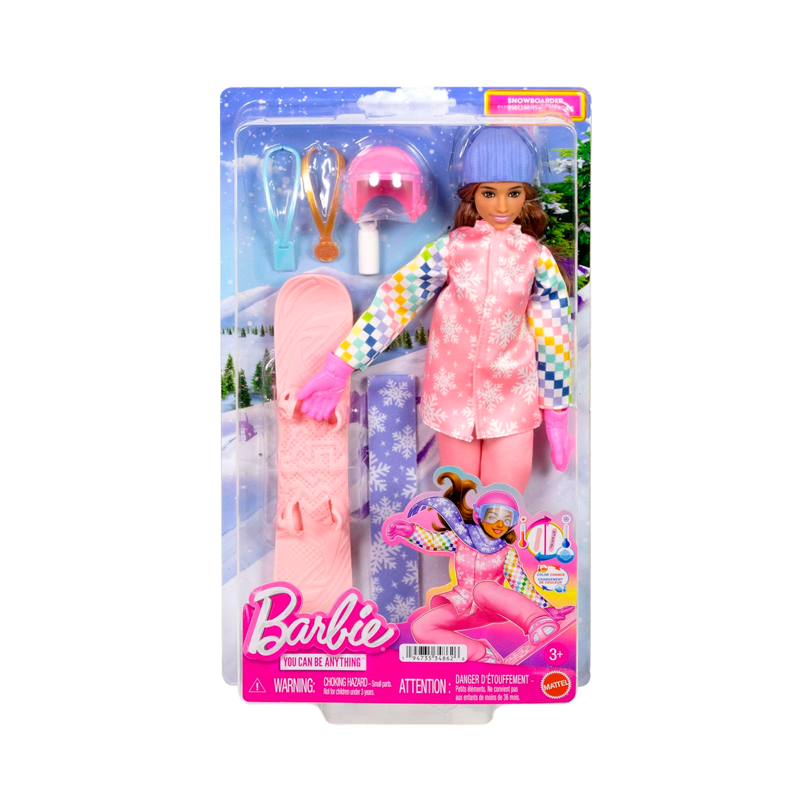 Barbie - Snowboarder Doll Wearing Pink Snow Jacket