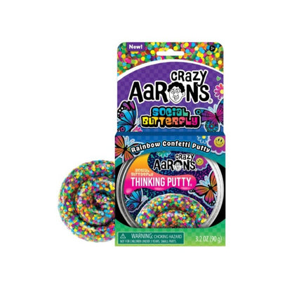 Crazy Aarons - Social Butterfly Rainbow Confetti Putty