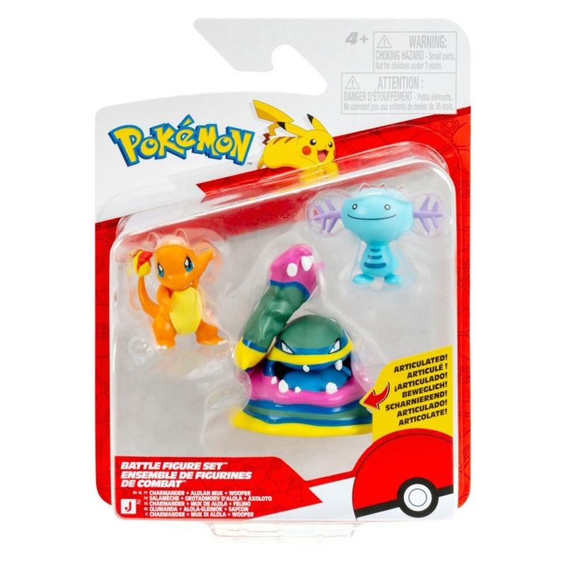 Pokemon - Battle Figure Set - Charmander, Alolan and Wooper