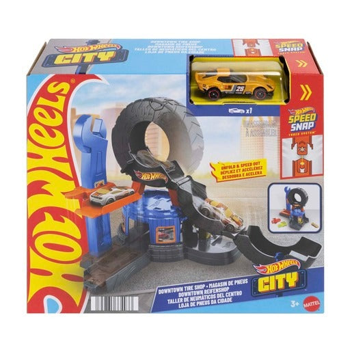Hot Wheels - Speed Snap City - Downtown Tire Shop Playset