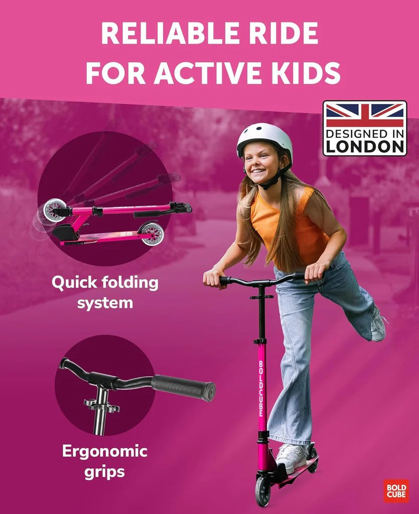 Boldcube - Deluxe 2 Wheel Scooter - Fucsia Pink (6-14 Yrs)
