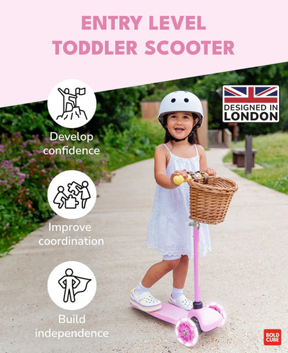 Boldcube - Teeny 3 Wheel Scooter - Pink & Yellow (2-5 Yrs)