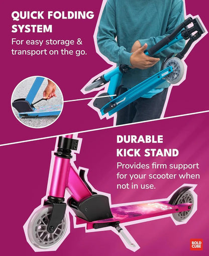 Boldcube - Deluxe 2 Wheel Scooter - Fucsia Pink (6-14 Yrs)