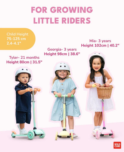 Boldcube - Teeny 3 Wheel Scooter - Pink & Yellow (2-5 Yrs)