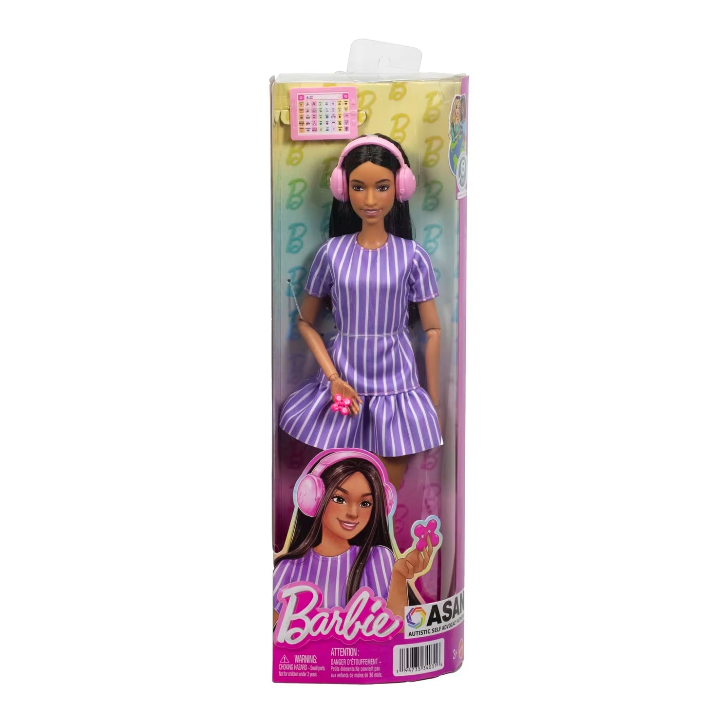 Barbie Fashionistas - Autistic Barbie Wearing Purple Striped Dress