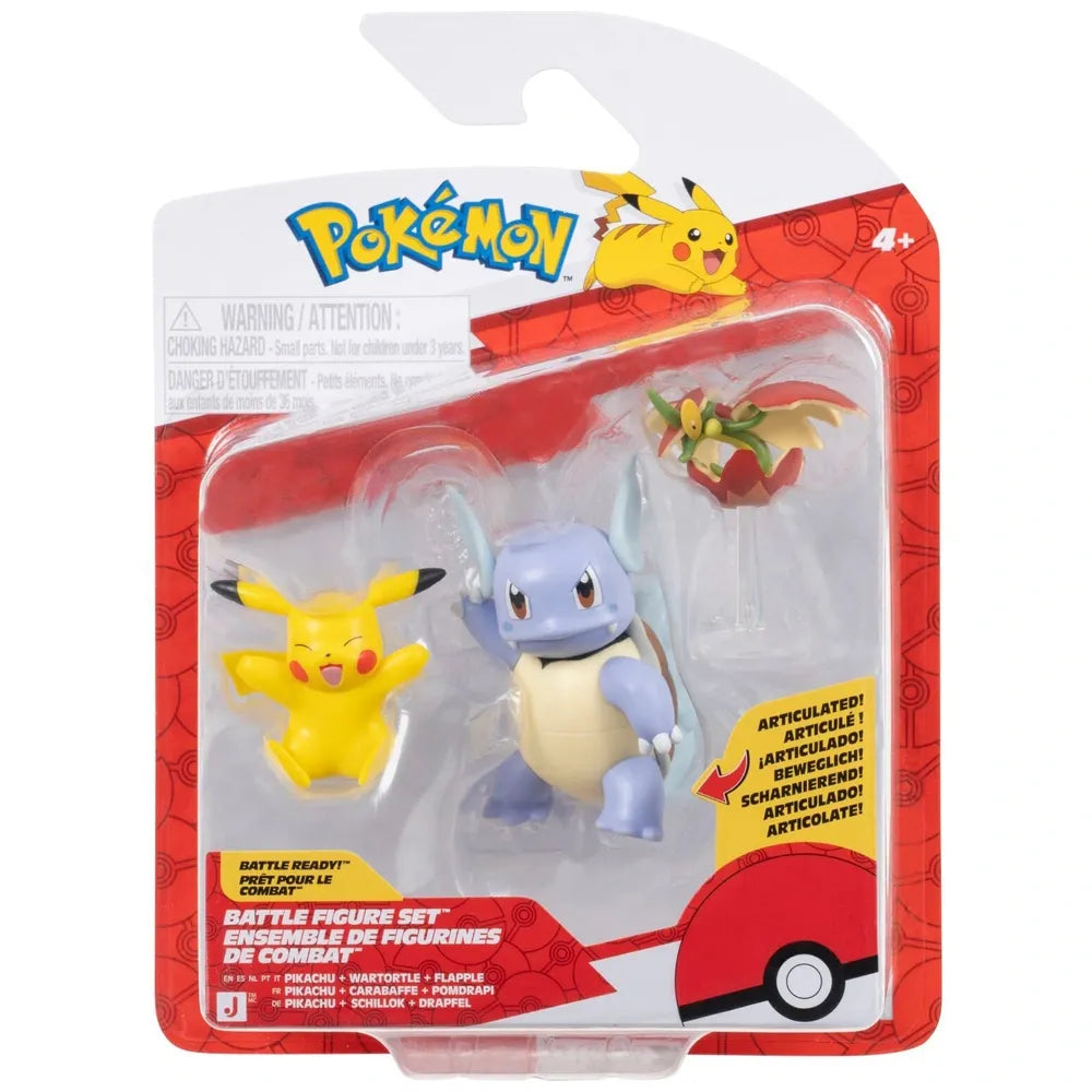 Pokemon - Battle Figures - Pikachu, Flapple and Wartortle