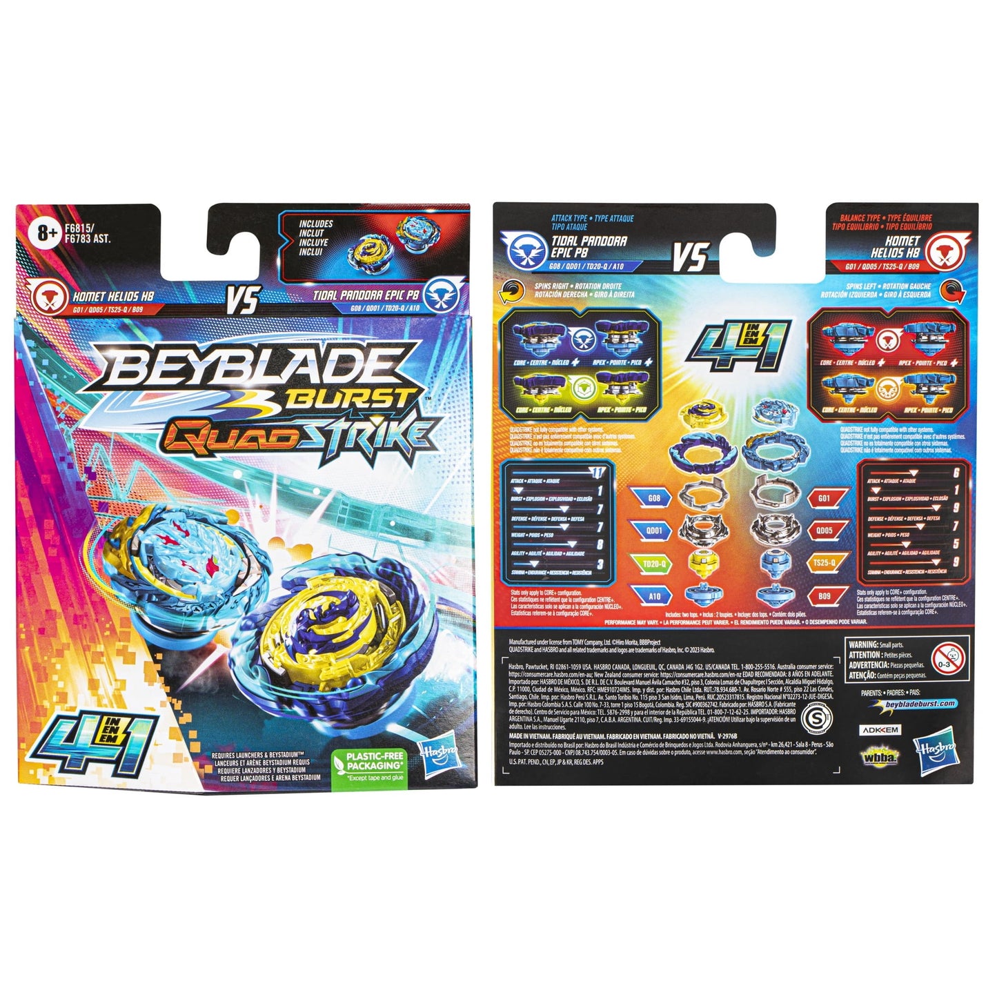 Beyblade - Burst Quad Strike - Homet Helios H8 & Tidal Pandora Epic P8 (2 Pack)