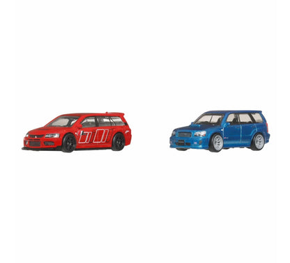 Hot Wheels - Premium - Car Culture - 2005 Mitsubishi Lancer Evolution IX Wagon - 2004 Subaru Forester STI