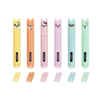 Legami - Set of 6 Teddy Bear Mini Highlighters - Teddy's Style