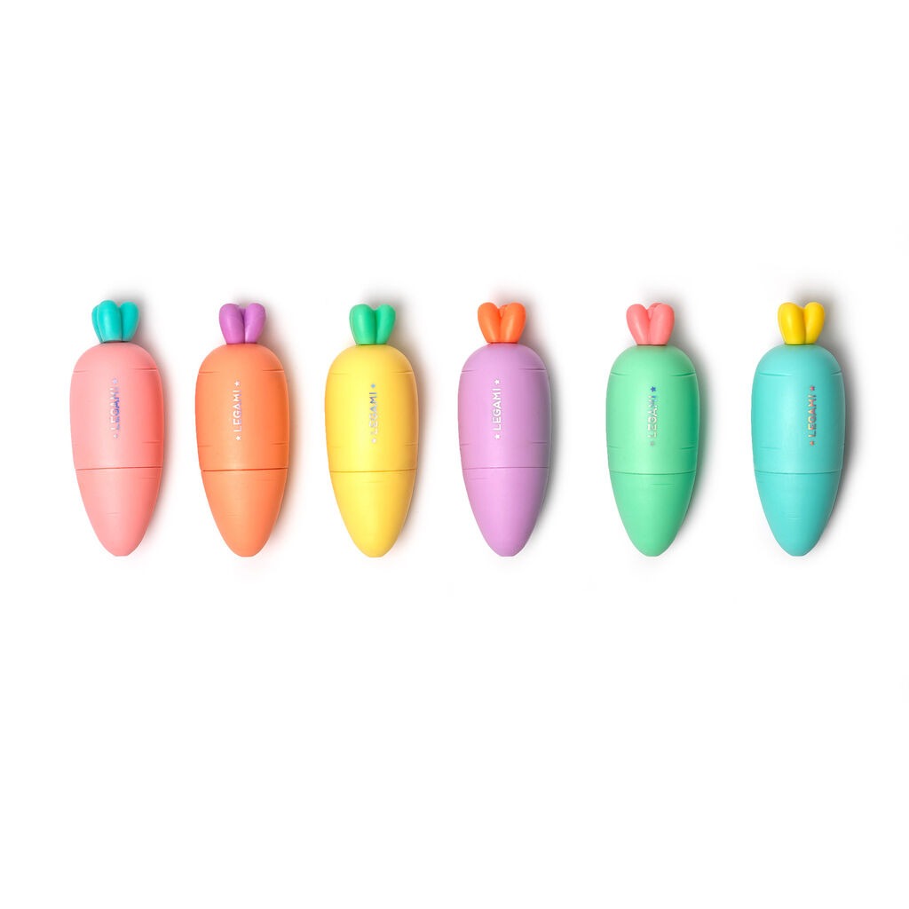 Legami - Set Of 6 Mini Highlighters - Carrot Team