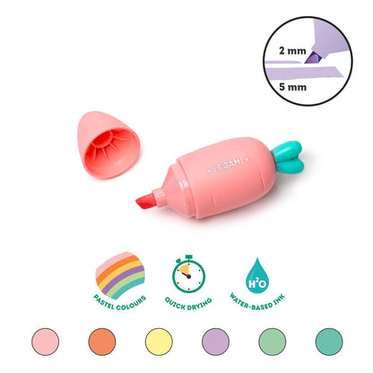 Legami - Set Of 6 Mini Highlighters - Carrot Team