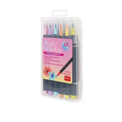 Legami - Set of 12 Brush Markers in Pastel Colours - Brush Markers
