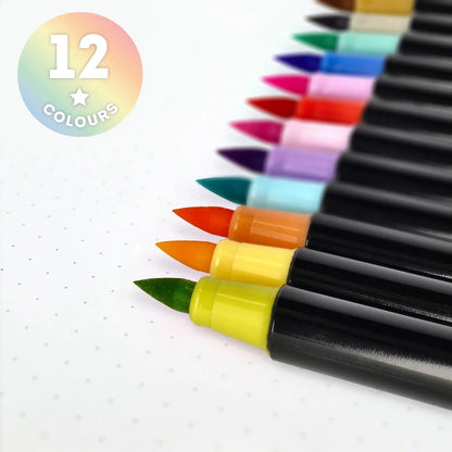Legami - Set of 12 Brush Markers in Pastel Colours - Brush Markers