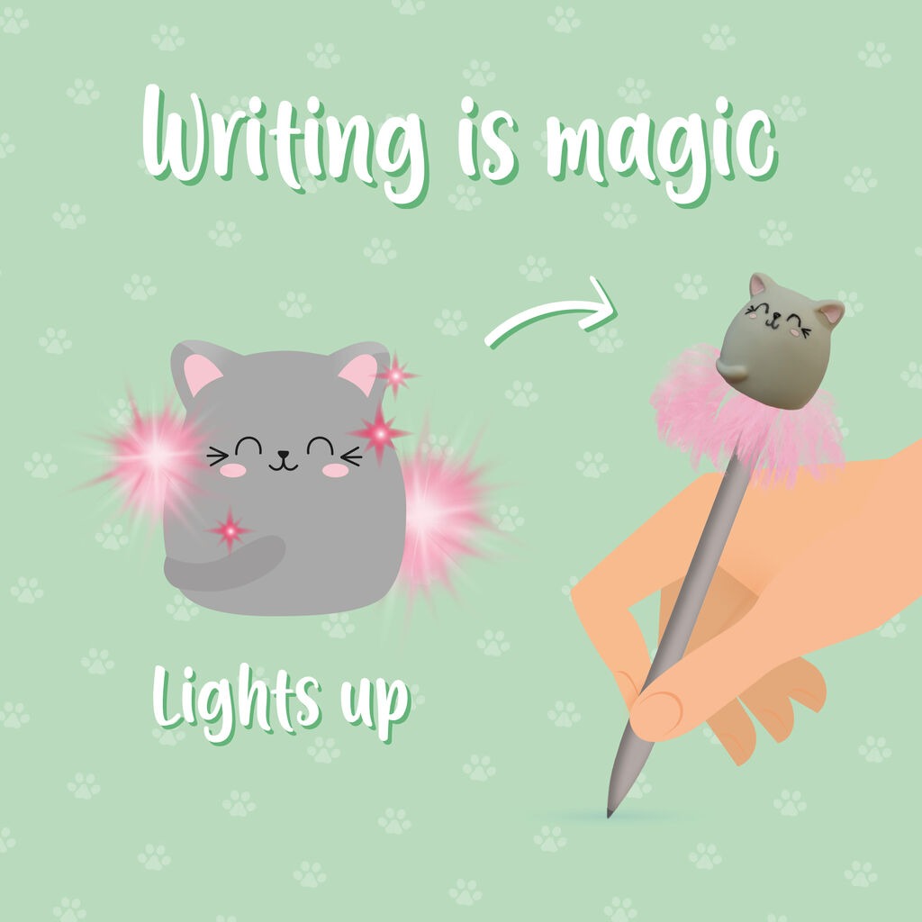 Legami - Light-up Ballpoint Pen - Kitty - Writing is Magic