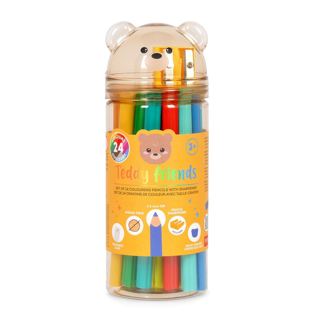 Legami - Set of 24 Colouring Pencil with Sharpener - Teddy Friends