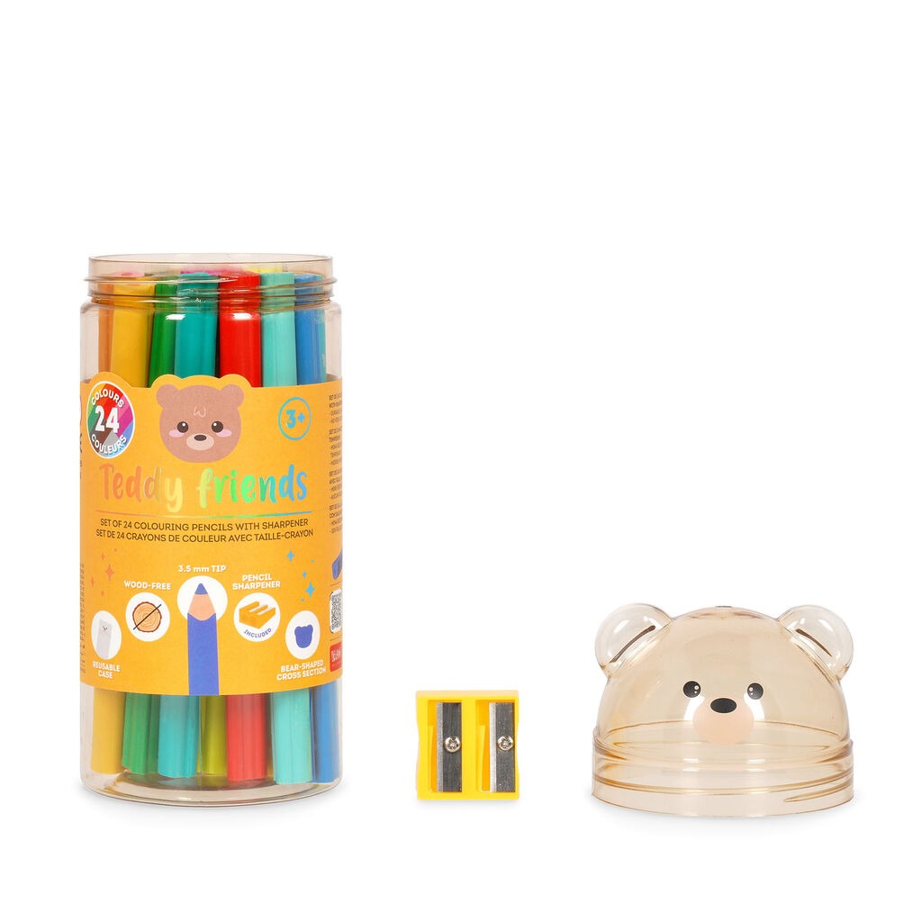 Legami - Set of 24 Colouring Pencil with Sharpener - Teddy Friends