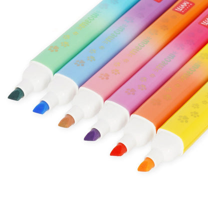 Legami - Set of 6 Kitty Dual-Tip Highlighters - Meow