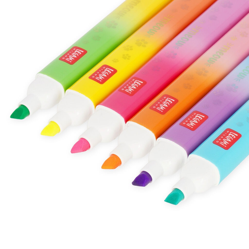 Legami - Set of 6 Kitty Dual-Tip Highlighters - Meow