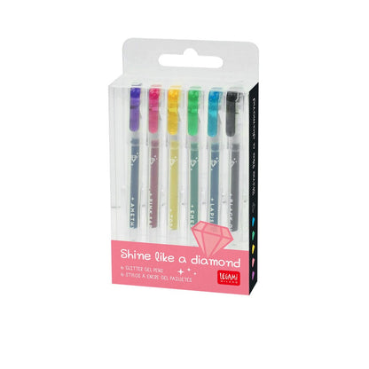 Legami - Set of 6 Glitter Gel Pens - Shine Like a Diamond