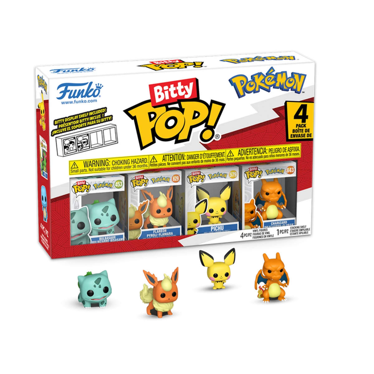 Funko - Bitty POP - Pokemon 4 Pack - Bulbasaur, Flareon, Pichu & Charizard