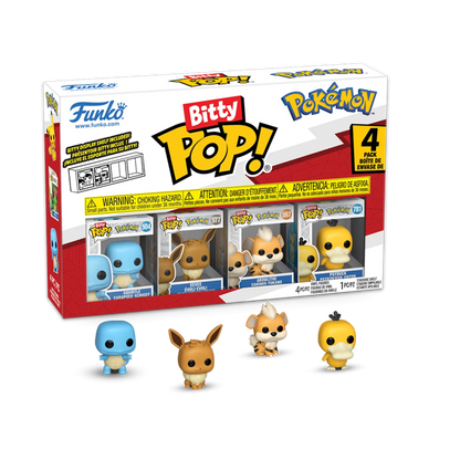 Funko - Bitty POP - Pokemon 4 Pack - Squirtle, Eevee, Growlithe and Psyduck