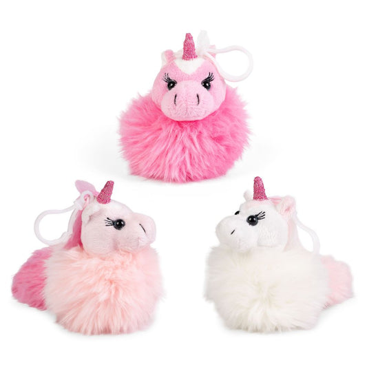 LITTLE Living Nature - Clips Pompom Unicorn Plush Animal Keyrings
