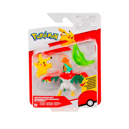 Pokemon - Battle Figure Set - Pikachu - Hawlucha - Metapod