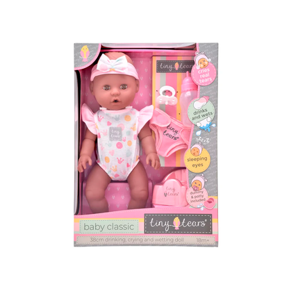 Tiny Tears - Baby Classic 38cm Doll - Pink Outfit - Black