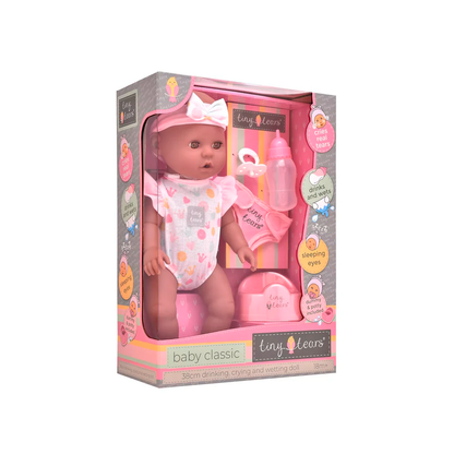 Tiny Tears - Baby Classic 38cm Doll - Pink Outfit - Black