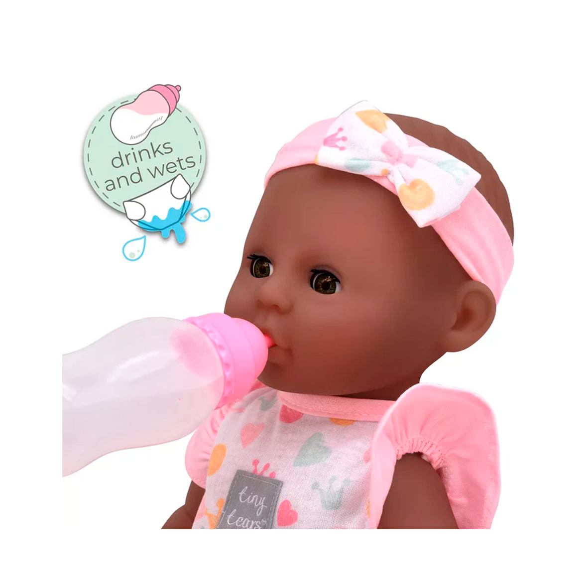 Tiny Tears - Baby Classic 38cm Doll - Pink Outfit - Black